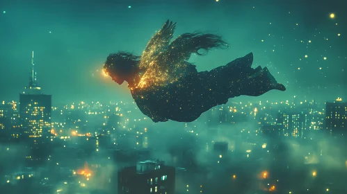 Celestial Guardian Over Urban Night