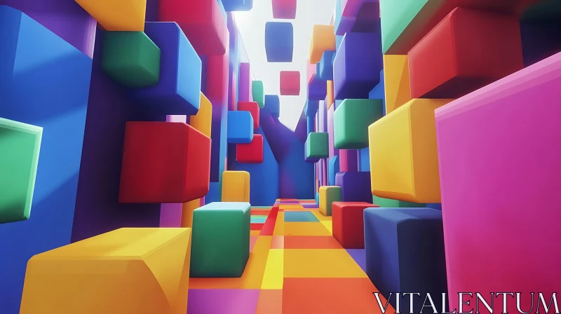 Whimsical 3D Blocks Abstract Art