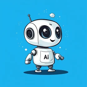 Friendly AI Robot Character Illustration