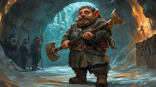 Golden Axe Dwarf in Cave