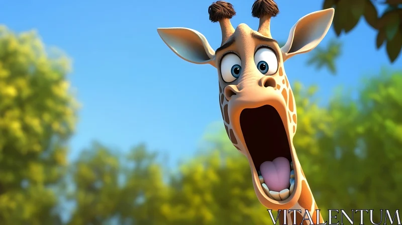 Animated Giraffe Character with Shocked Face
