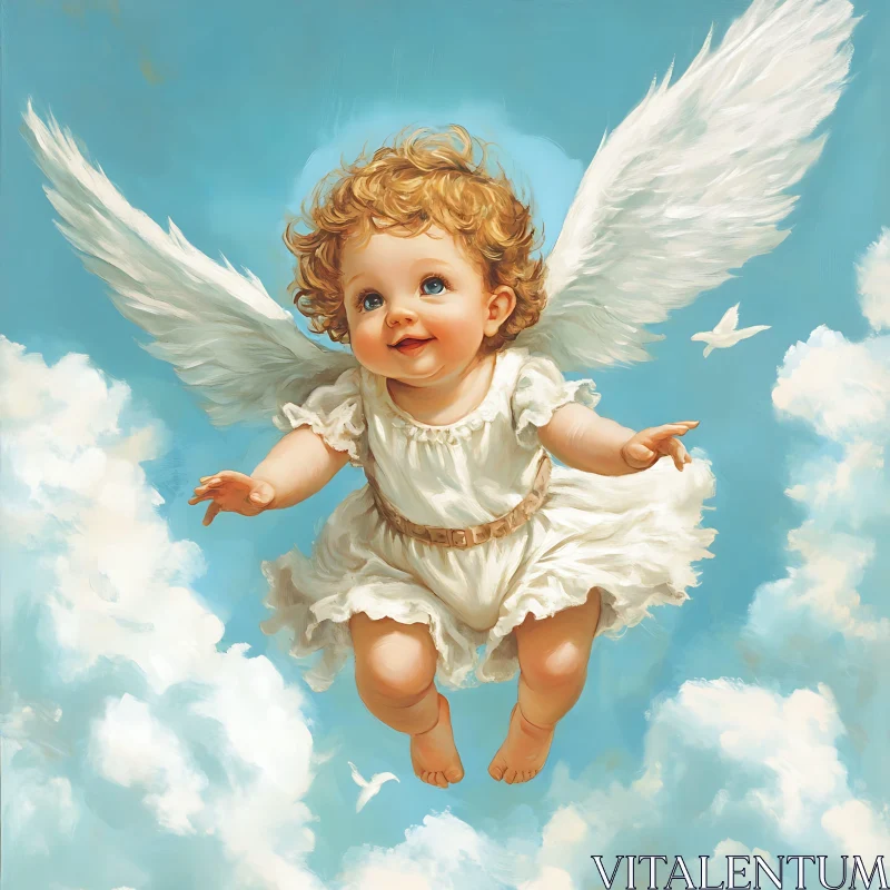 Cherubic Angel Baby with Wings