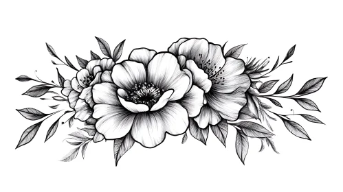 Elegant Floral Line Drawing
