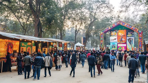 Outdoor Art Exhibition with Many People