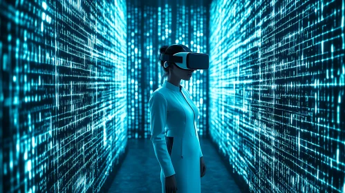 Woman Navigating Virtual Reality World