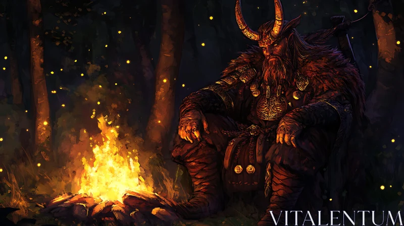 Horned Warrior in the Woods