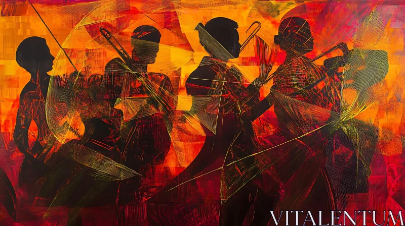 AI ART Silhouette Musicians in Warm Tones