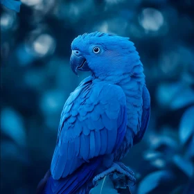 Monochromatic Blue Macaw Portrait