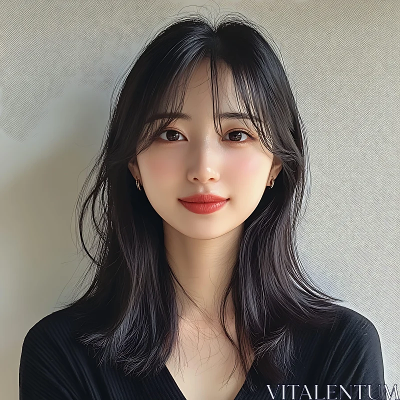 AI ART Serene Woman with Flowing Hair