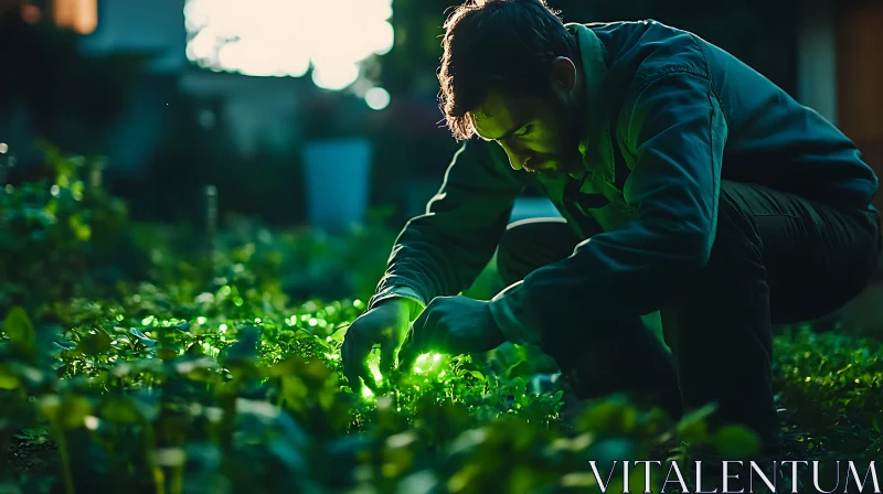 Gardener Tending Greenery AI Image