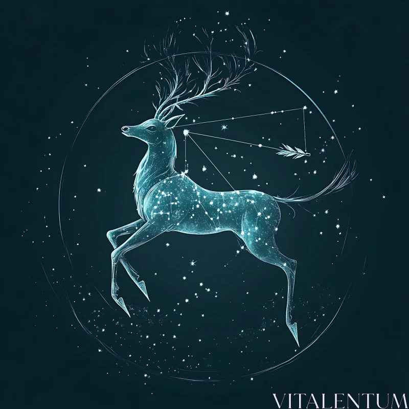 Starry Deer in Night Sky Art