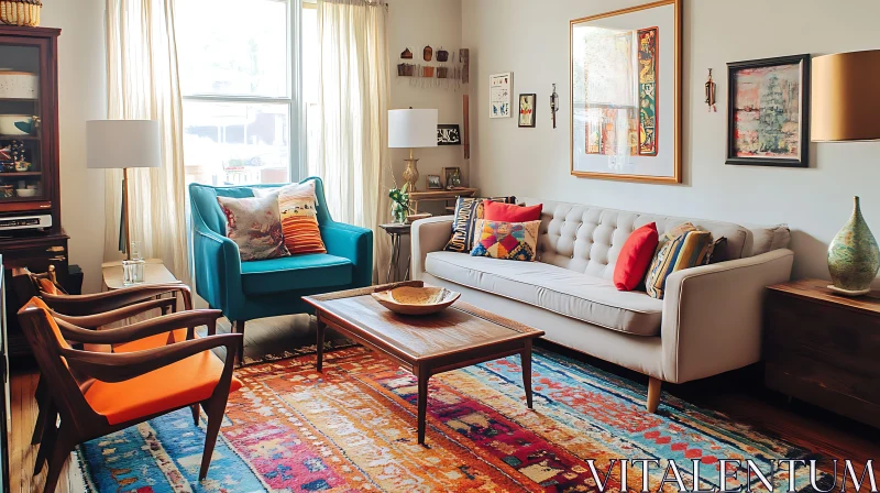 Cozy Home Interior with Sofa and Armchair