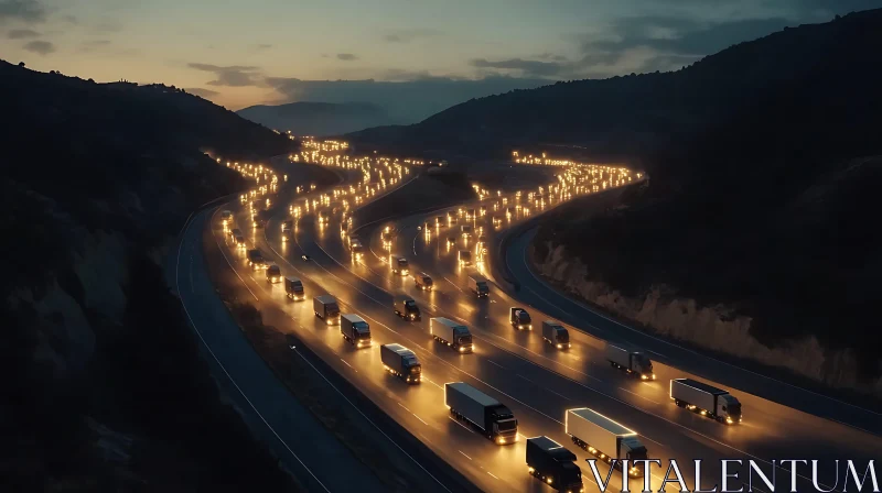 Night Traffic on Mountain Road