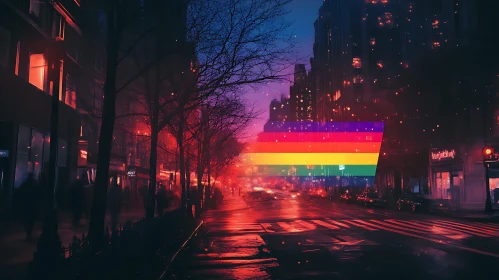 Urban Pride: Rainbow City at Night