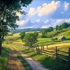 Scenic Rural Landscape with Dirt Road
