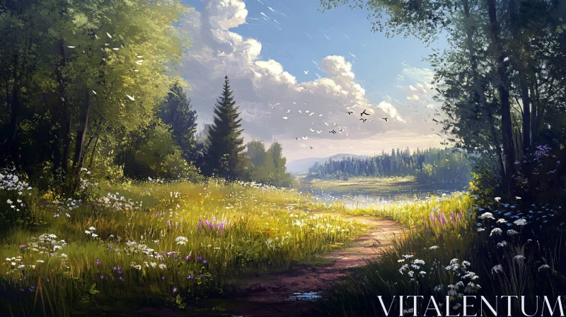 Scenic Lake Path Art Print
