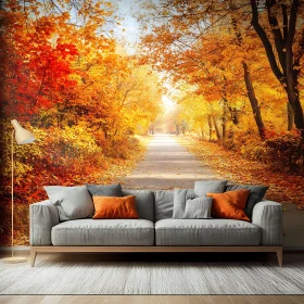 Golden Autumn Forest Pathway View