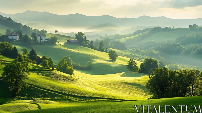 Serene Green Landscape with Rolling Hills