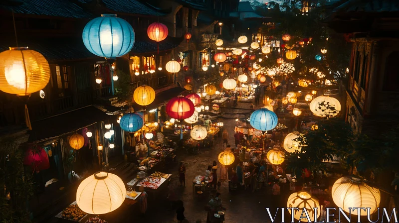 Night Market with Glowing Lanterns