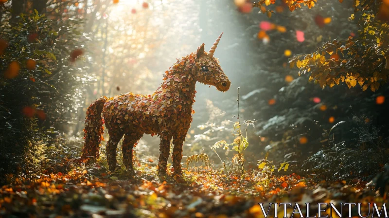 Autumnal Unicorn in Forest Glade