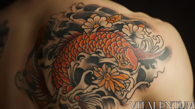 Japanese Style Koi Fish Tattoo on Back