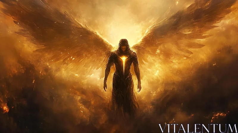 Winged Figure in Golden Light