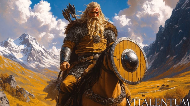 Armored Viking Rider in Mountainous Terrain