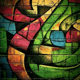 Abstract Urban Art on Brick Surface