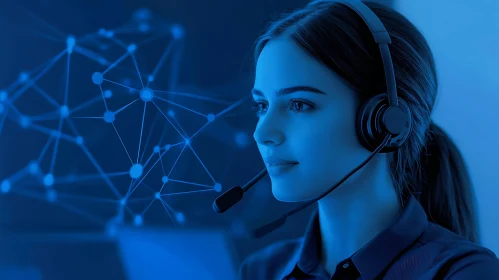 Customer Service Representative with Headset