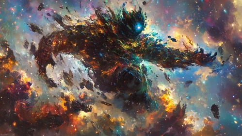 Nebula Figure with Starry Background