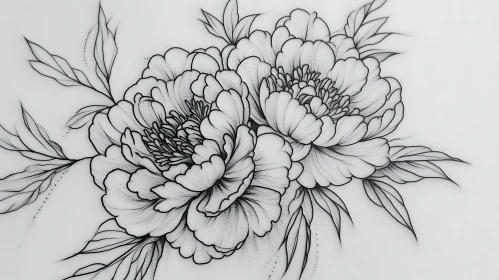 Monochrome Peony Tattoo Art