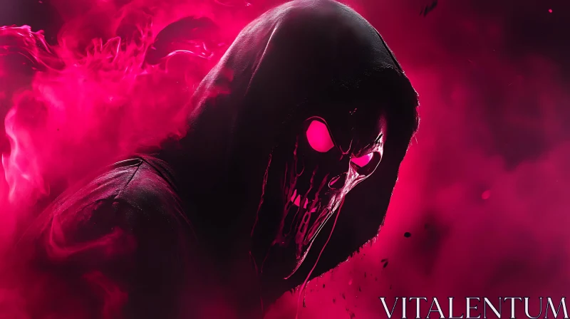 Skull-Faced Demon in Hooded Shadow AI Image