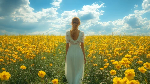 Girl in Floral Meadow