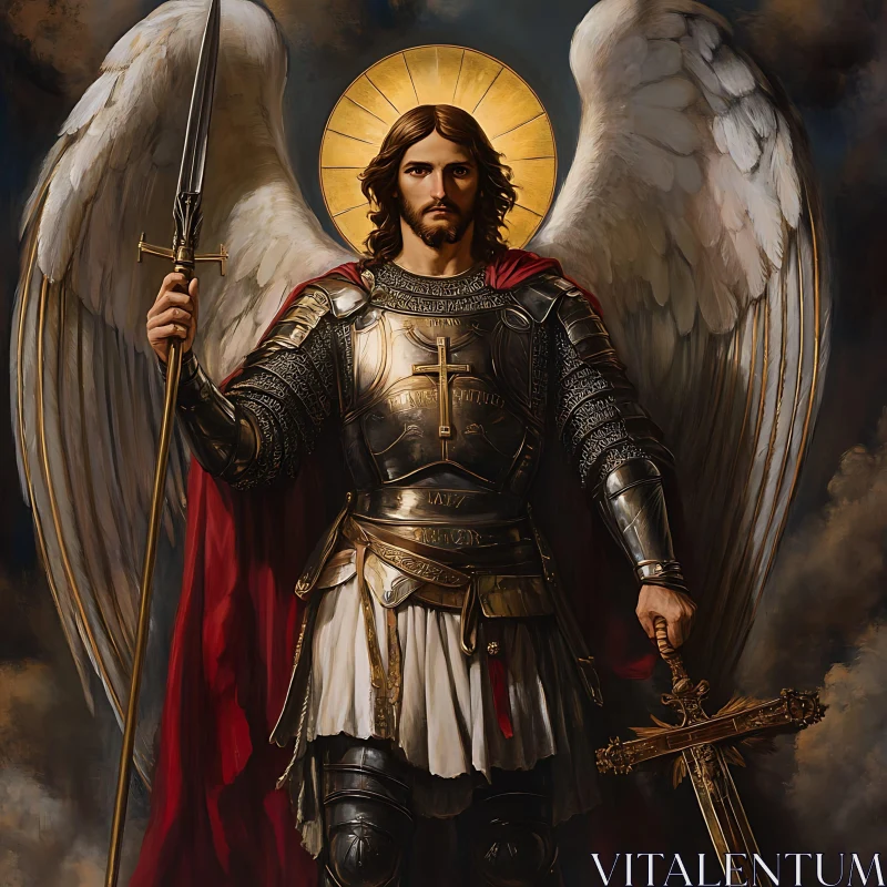Winged Warrior Angel in Shining Armor