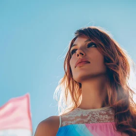 Woman Looking Upward with Hope