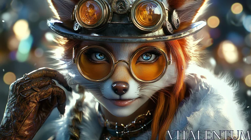 Steampunk Fox Portrait in Detailed View