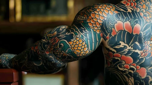 Detailed Japanese Tattoo Art on Back and Arm