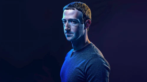 Mark Zuckerberg Blue Toned Portrait