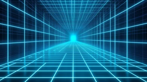 Abstract Neon Grid Perspective