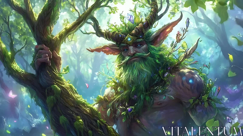 Leaf-Clad Elf in Forest Scene