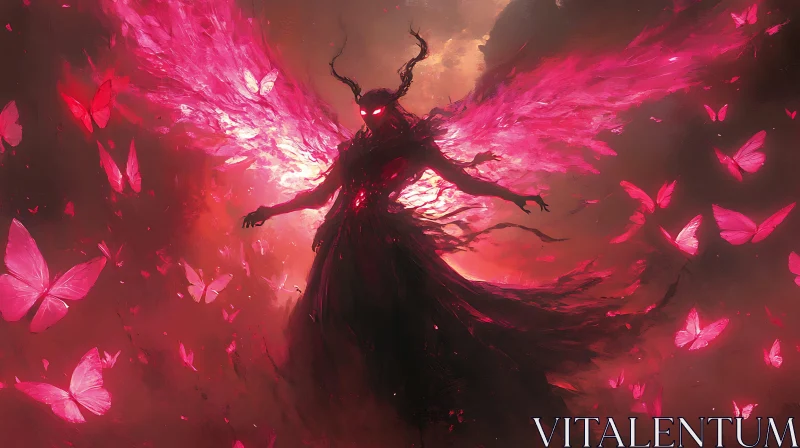 Crimson Angel with Butterfly Swarm