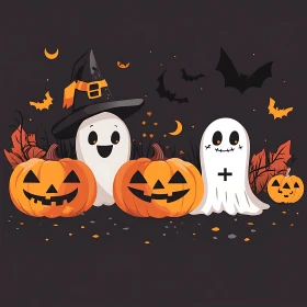 Halloween Celebration with Friendly Ghosts