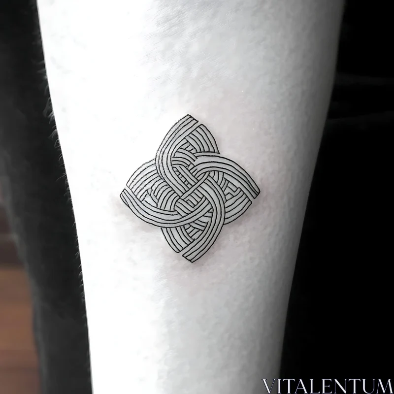 Black Ink Geometric Knot Tattoo AI Image