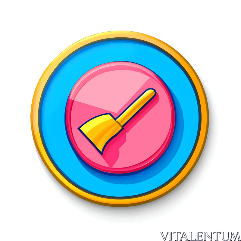 Stylized Broom Cleaning Icon AI Image