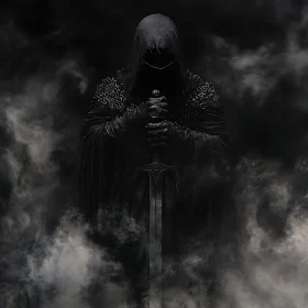 Cloaked Figure with Sword