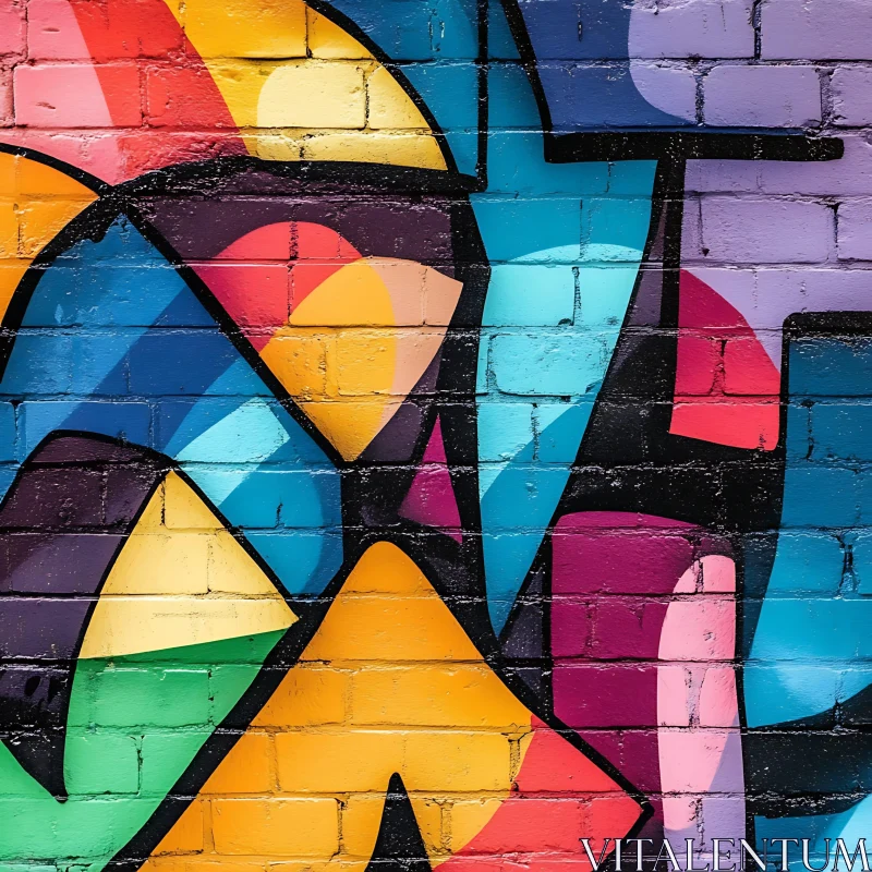 Abstract Wall Art with Graffiti Design