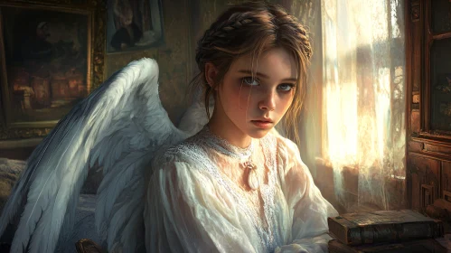 Young Angel with Wings in Gentle Light