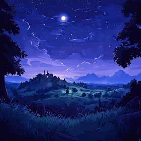 Moonlit Castle Landscape