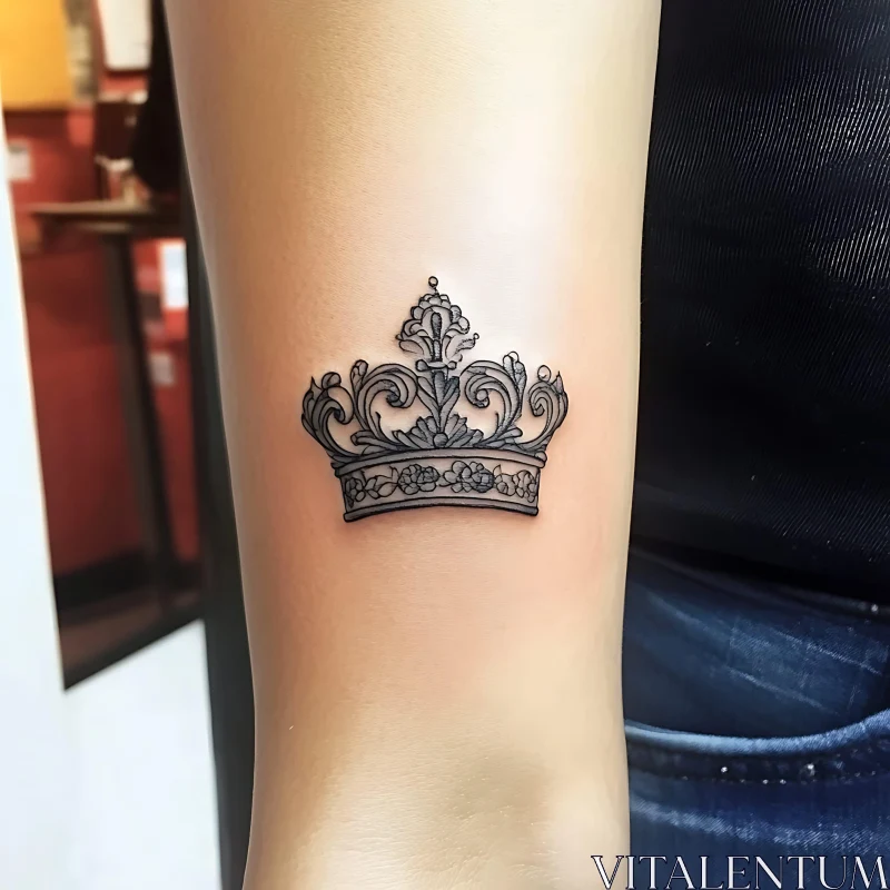 Detailed Ornate Crown Tattoo Design AI Image