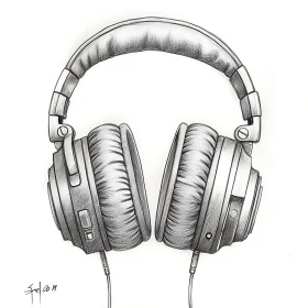 Artistic Illustration of Over-Ear Audio Headphones